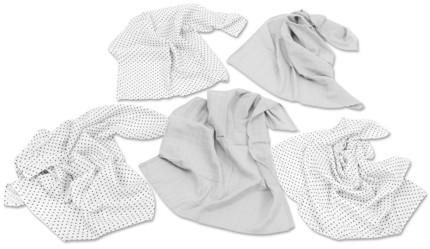Bellochi Juego de 5 Muselina Bebe Gasas para Bebes - Paños Multifuncional para Bebes - 100% Muselinas Bebe Algodón Natural con Certificado TUV - 60x80 cm - Dotty