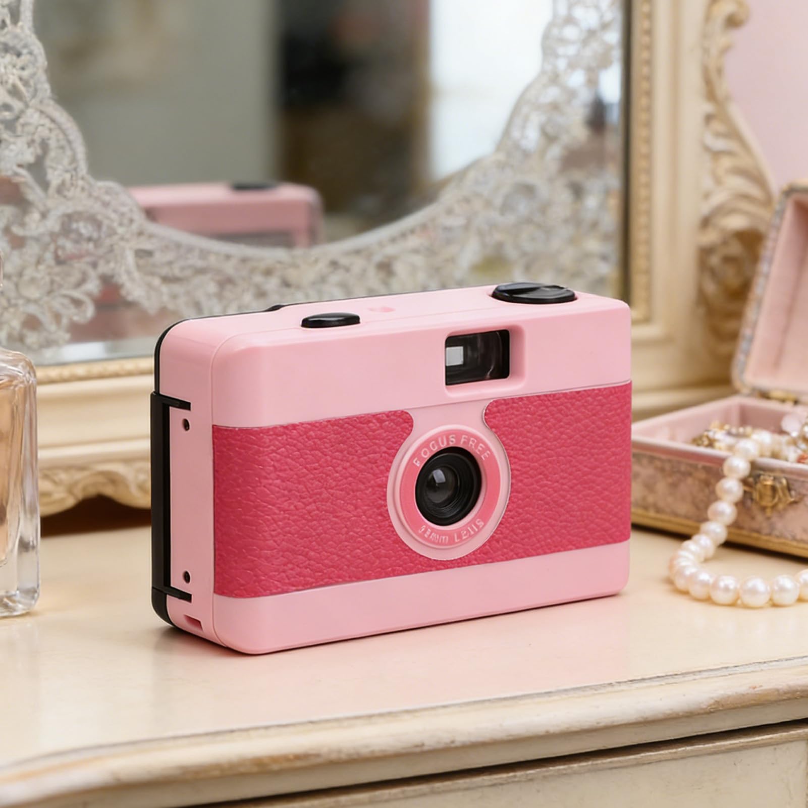 Appareil Photo Argentique 35 Mm, Style Vintage, Appareil Photo 35 Mm Réutilisable avec Flash intégré, Objectif 28 F/8 pour la Photographie de Voyage, Les Mariages, Les (Pink)