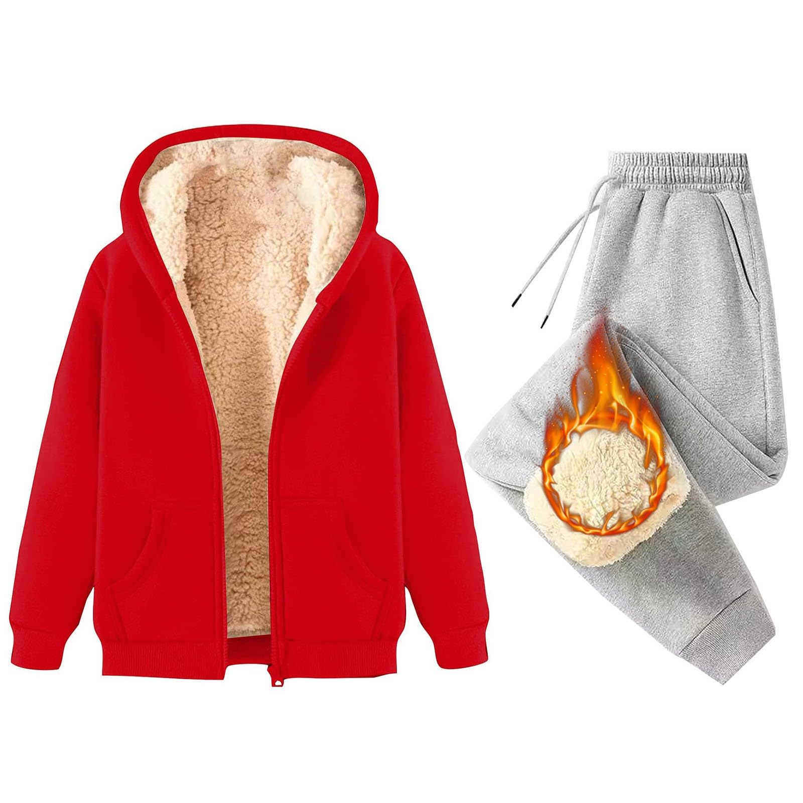 Tuta da jogging da donna, termica, invernale, M-5XL, con cappuccio e