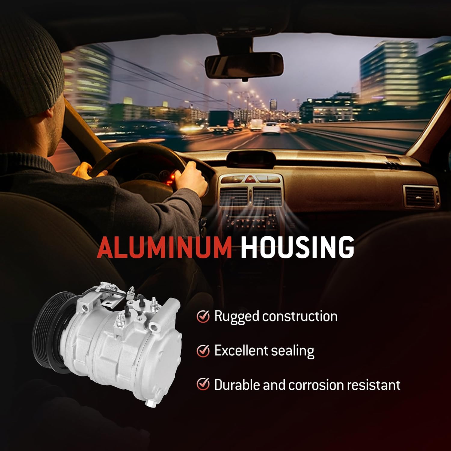 HYR Automotive Air Conditioning Compressor AC Compressor with Clutch Compatible with Honda Accord 2003-2007 2.4L, 7 grooves, 38810RAAA01, 78389, 38810-RAA-A01