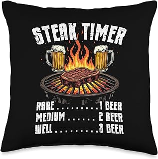 Funny BBQ Beer Throw Pillow