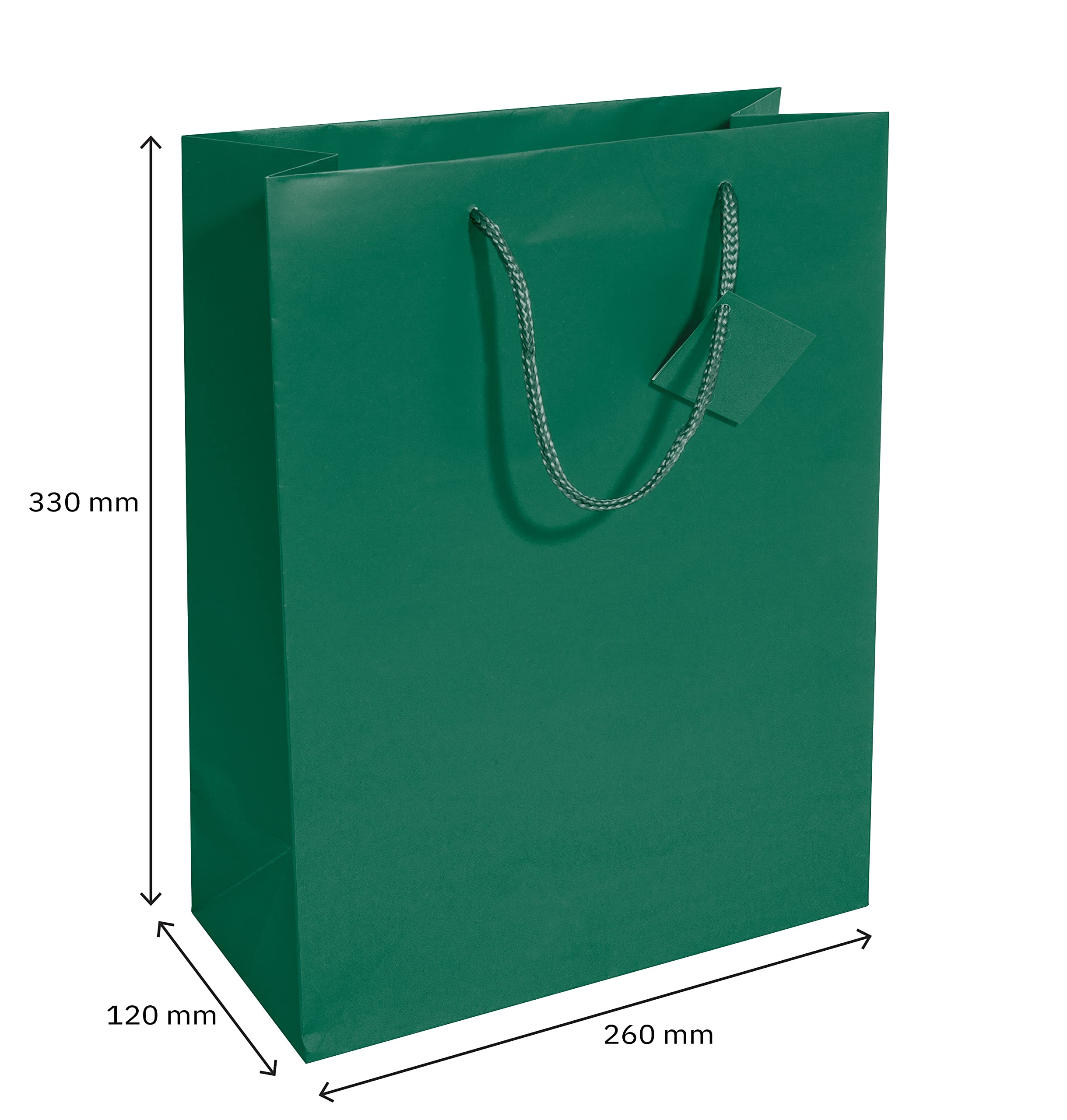 SIGEL GT500/5 duże papierowe torebki na prezenty - opalowa zieleń matowa - 33 x 26 cm - zestaw 5 sztuk