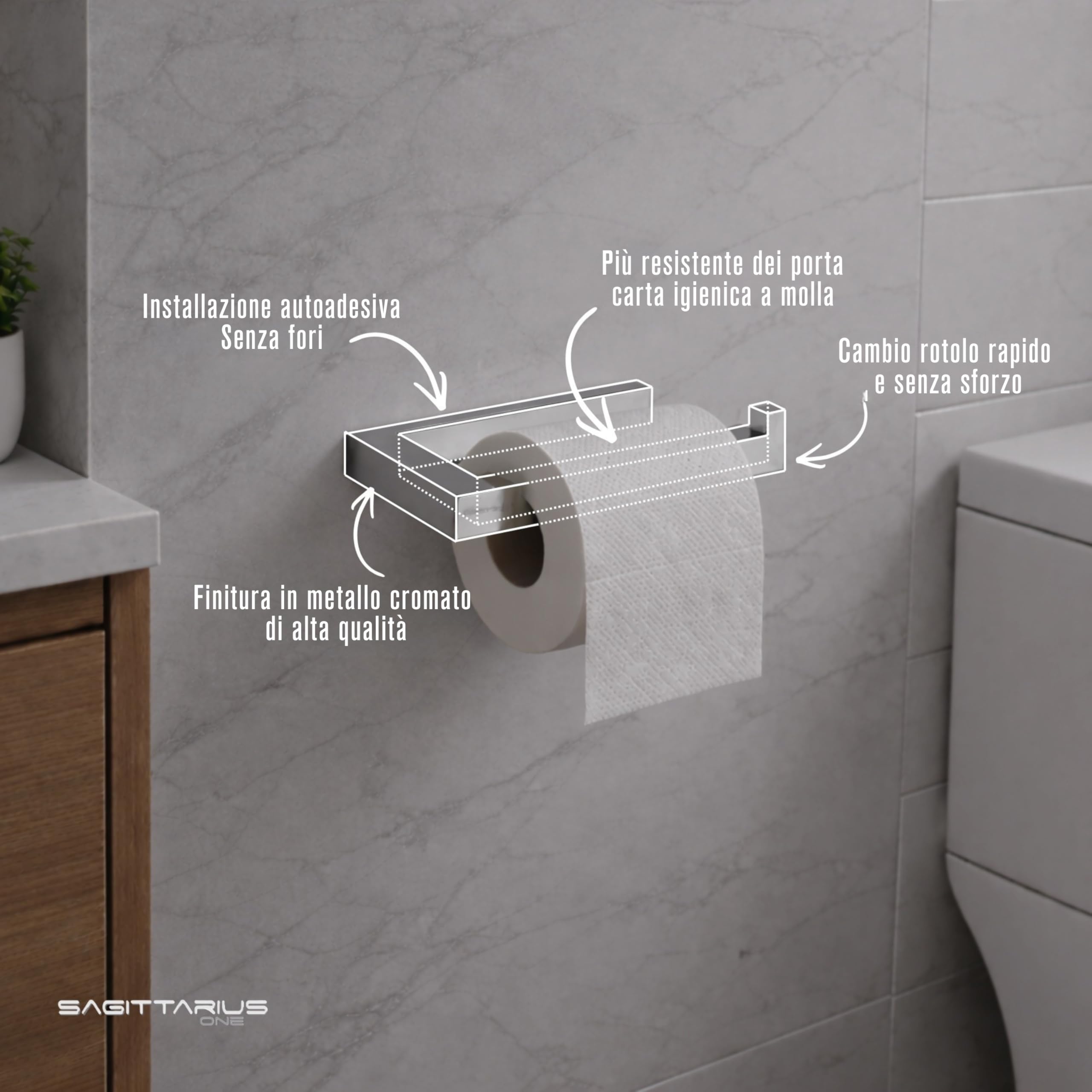 152S1 Porta Carta Igienica Adesivo – Acciaio Inox Lucido SUS304 – Installazione Facile e Antiruggine – Design Moderno da Parete, Cromo | Porta Carta Igienica Da Muro, Acciaio Inox Sus304, Antiruggine, Cromo