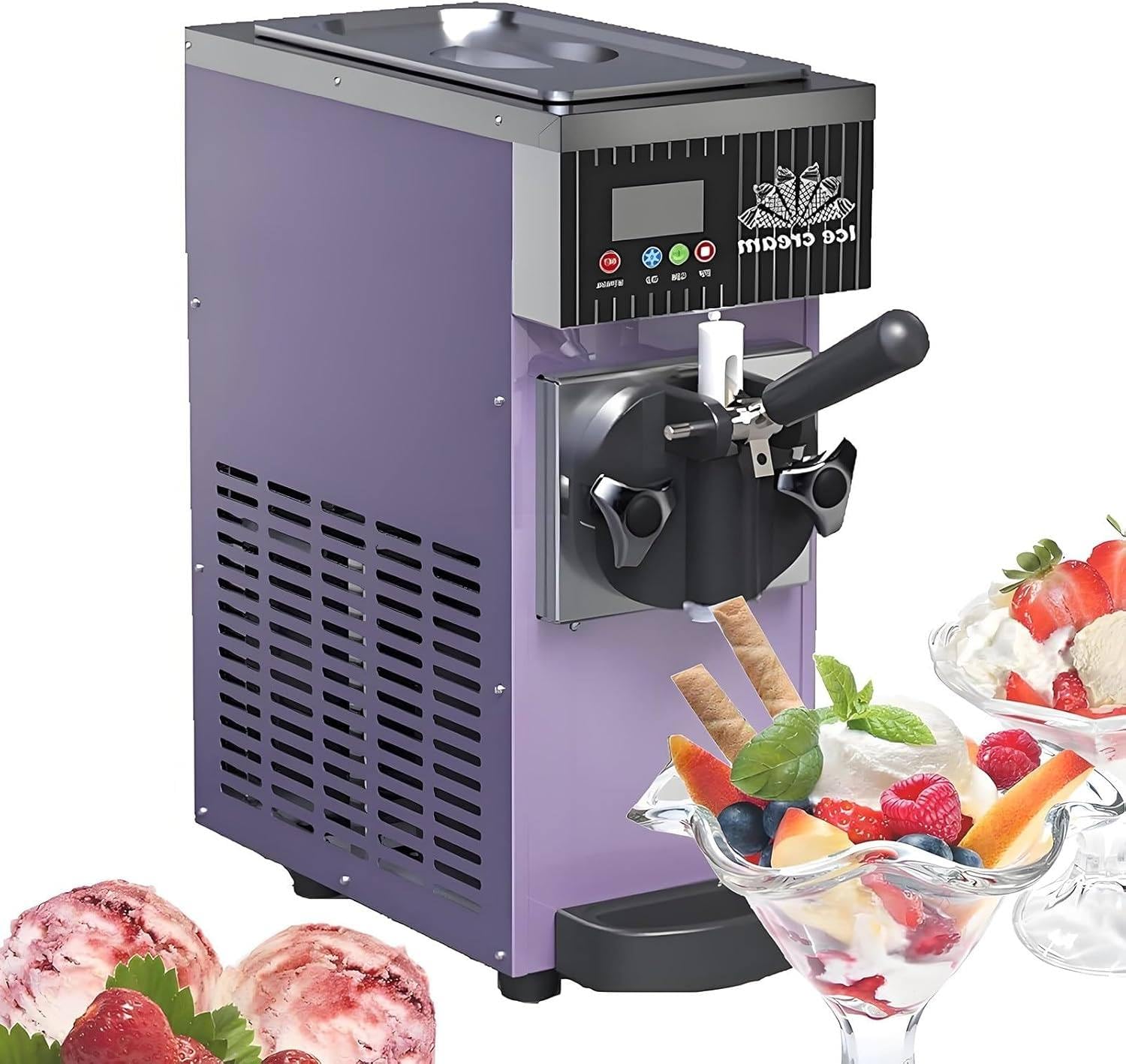 Máquina De Helado Italiano, Sabor único, Panel LED, Máquina De Helado Italiano De Mostrador De Acero Inoxidable, 4-5 Kg/H, Máquina De Helado Italiano Profesional Para Restaurantes, Tiendas Purple