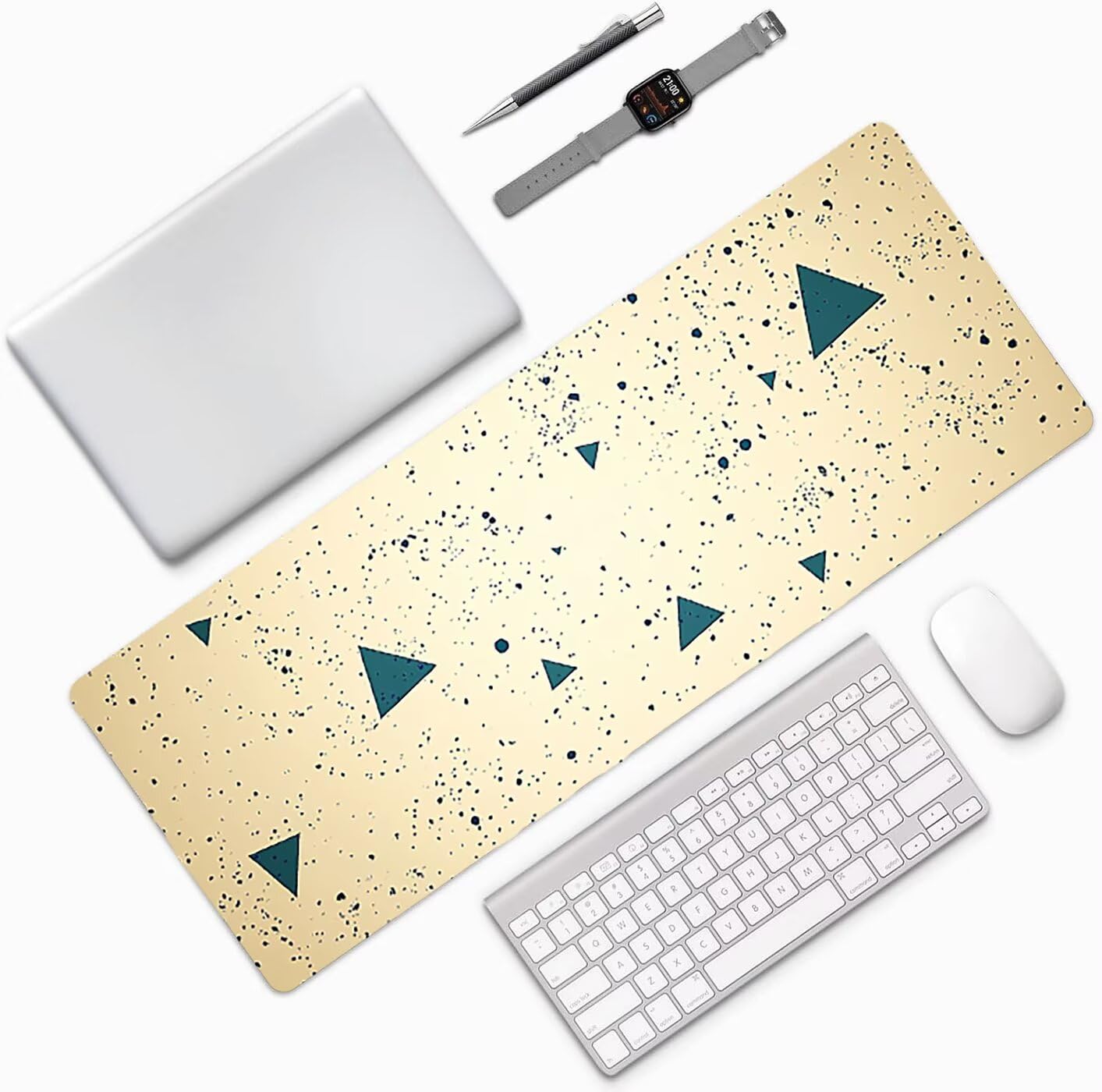 Lpfieonn Einfach Großes Schreibtischunterlage, XXL Schreibtischunterlagen, Beige XXL Wasserdicht Gaming Mousepad mit Vernähter Rand und Rutschfeste Gummibasis, für Laptop/Hause/Büro 120x60cm PF-3617