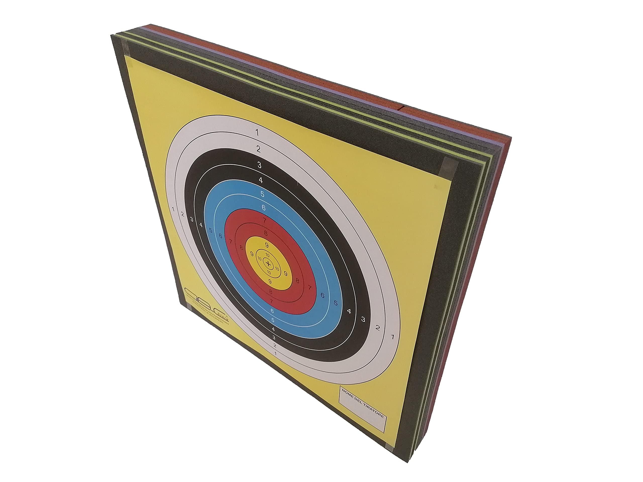 Target Cible Flèche Batti Flèche en mousse 60 x 60 x 7,5 cm Noir Tir à l'Arc et 5 Cibles Target Grande en Papier avec Nom Tireur