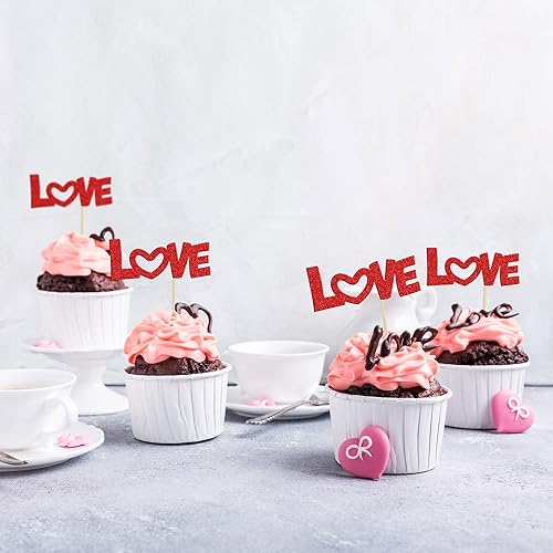 Vista 60 de 36 piezas de decoración de cupcakes para el día de San Valentín, dulce amor, San Valentín, para el día de San Valentín, fiesta de cumpleaños