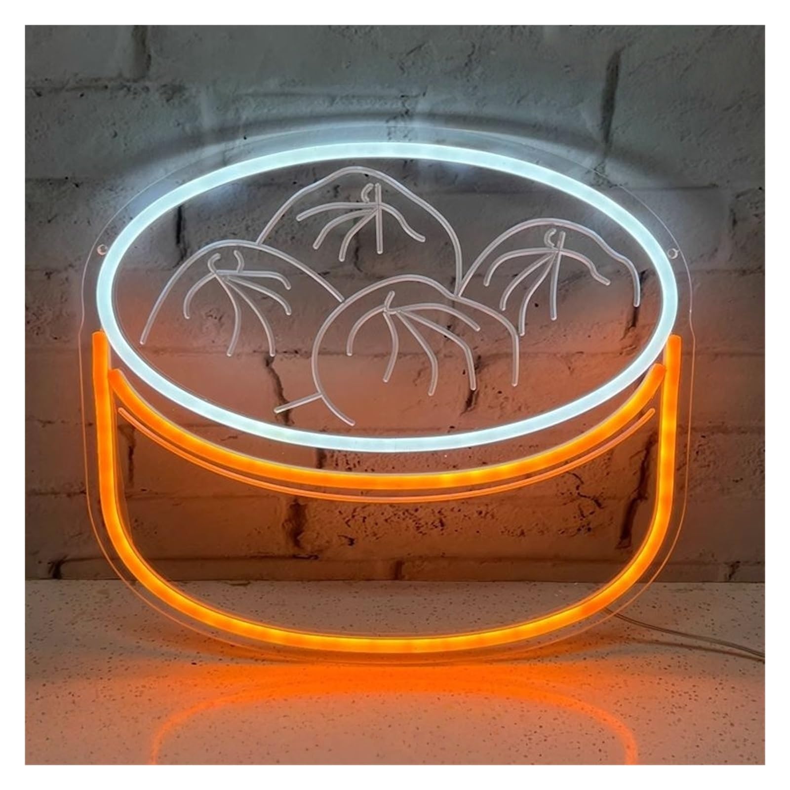 RONGCH Hanging Art Signs Steamed Bun Neon Sign USB Powered Dimmable Suitable for Restaurants Snacks Chinese Food Decor 36х40cm
