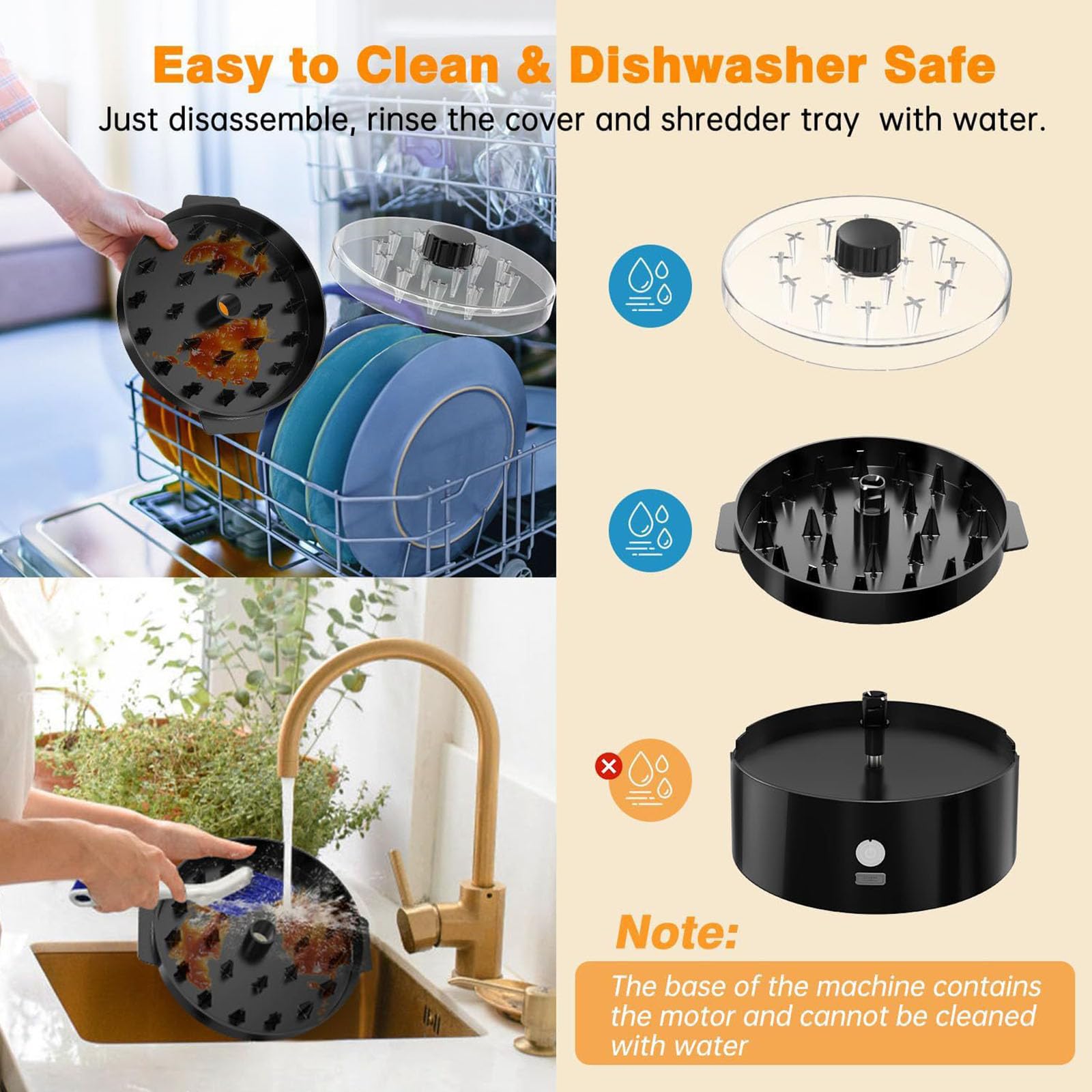 Broyeurs de poulet électriques avec brosse et fourchette - Outil de broyage de viande automatique rechargeable par USB