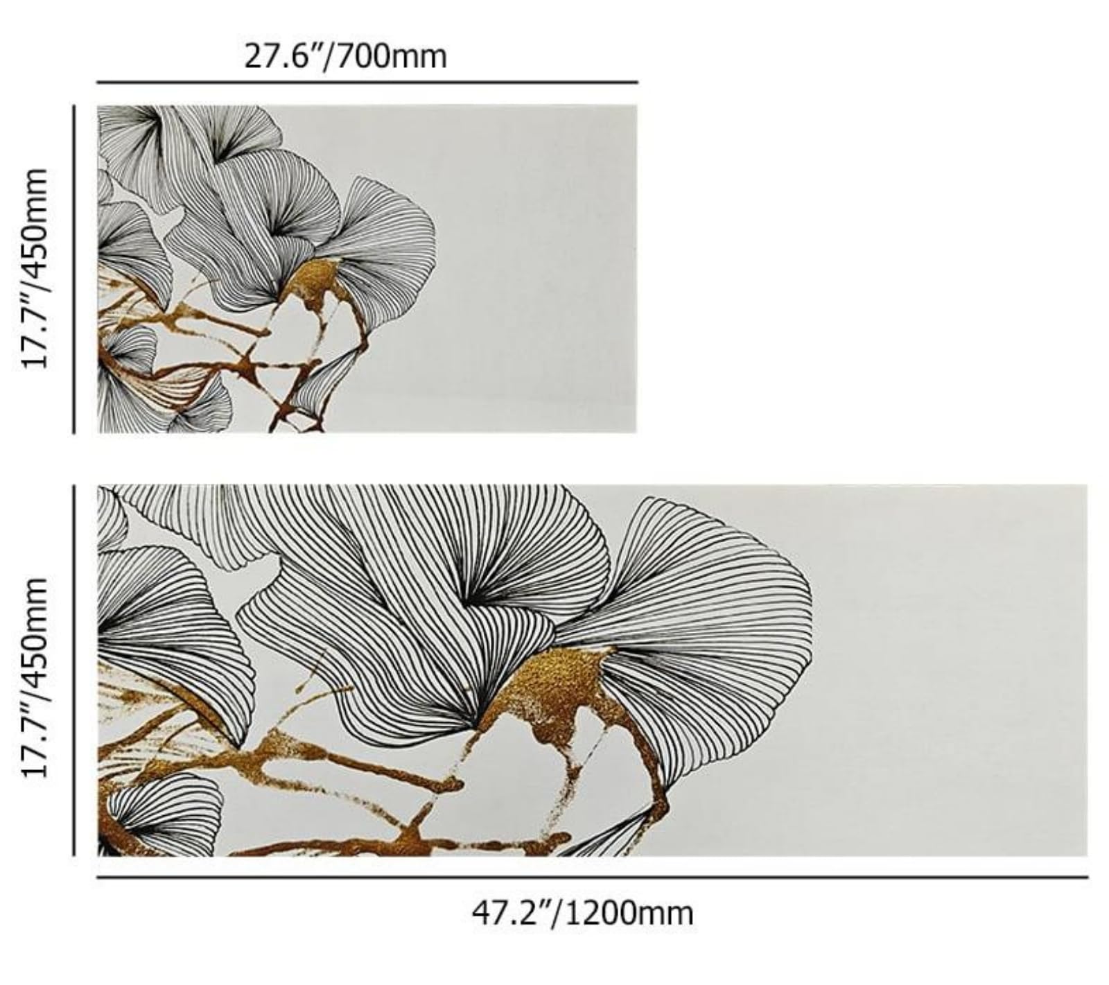 COGITIL 2 Pieces Modern Kitchen Rug Set, Diatom Mud Kitchen Floor Mats Gold Abstract Design Kitchen Mat Set for Modern Kitchen Style-Quick Water Absorption/Non-Slip/Stain-Resistant, Easy to Clean