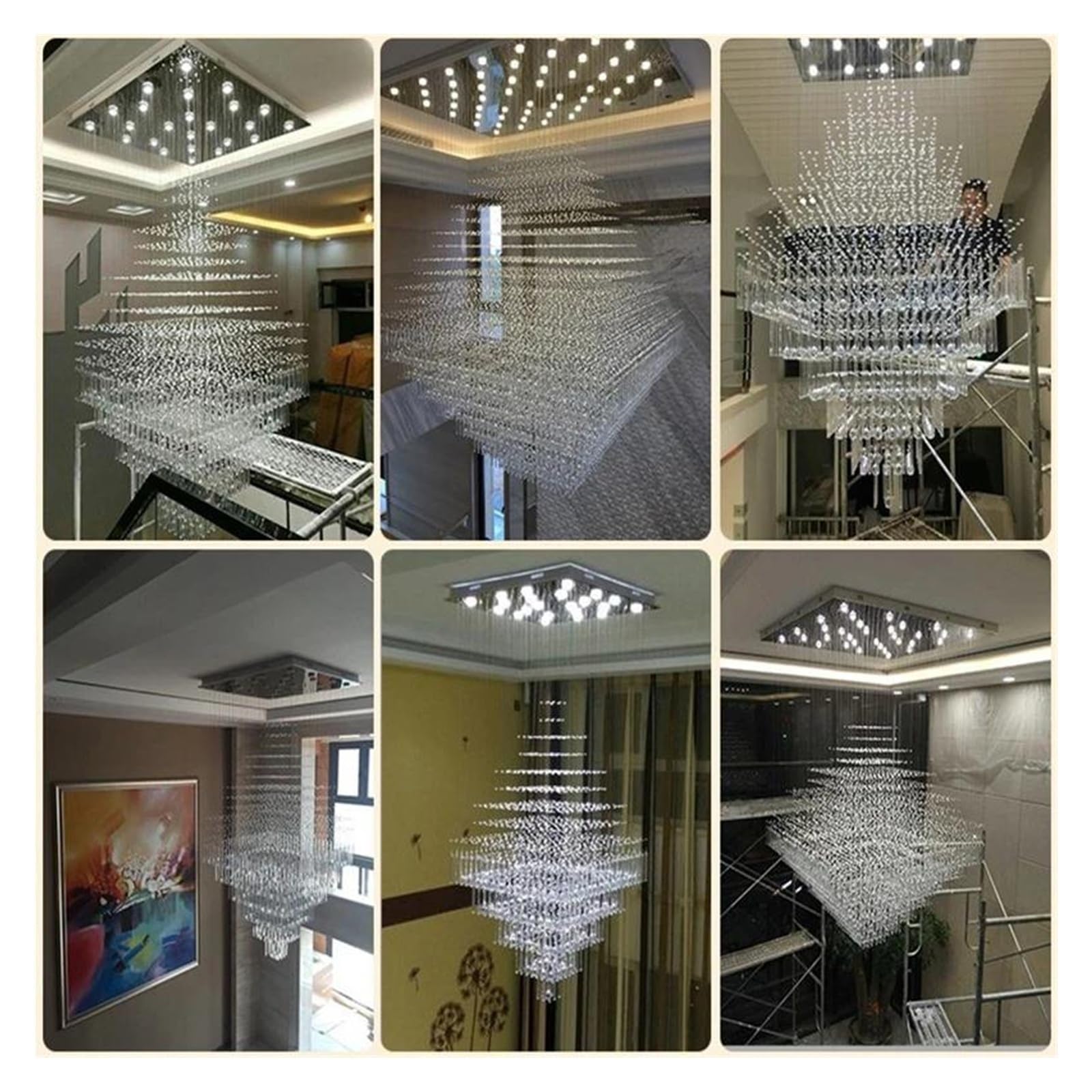 Genérico Lámparas de araña, Lámpara de araña LED dúplex for sala estar, lámpara techo colgante alambre cristal simple, larga ingeniería acero inoxidable for pasillo hotel(Warm light,L80cm)