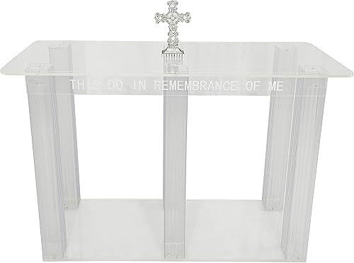 FixtureDisplays - Mesa de plexiglás transparente de acrílico para la iglesia y la santa comunión Rememberance of me, 11461 x 33 pulgadas, con cruz