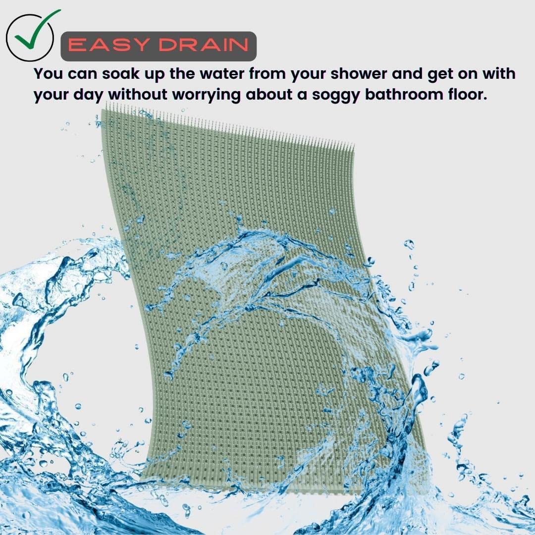Versatyle Tappetino da bagno extra large in silicone per agopressione, 48,3 x 68,6 cm, anti-freddo, antiscivolo, multiuso, con ventose, fori di scarico e doccia da 15 mm, per massaggio ai piedi