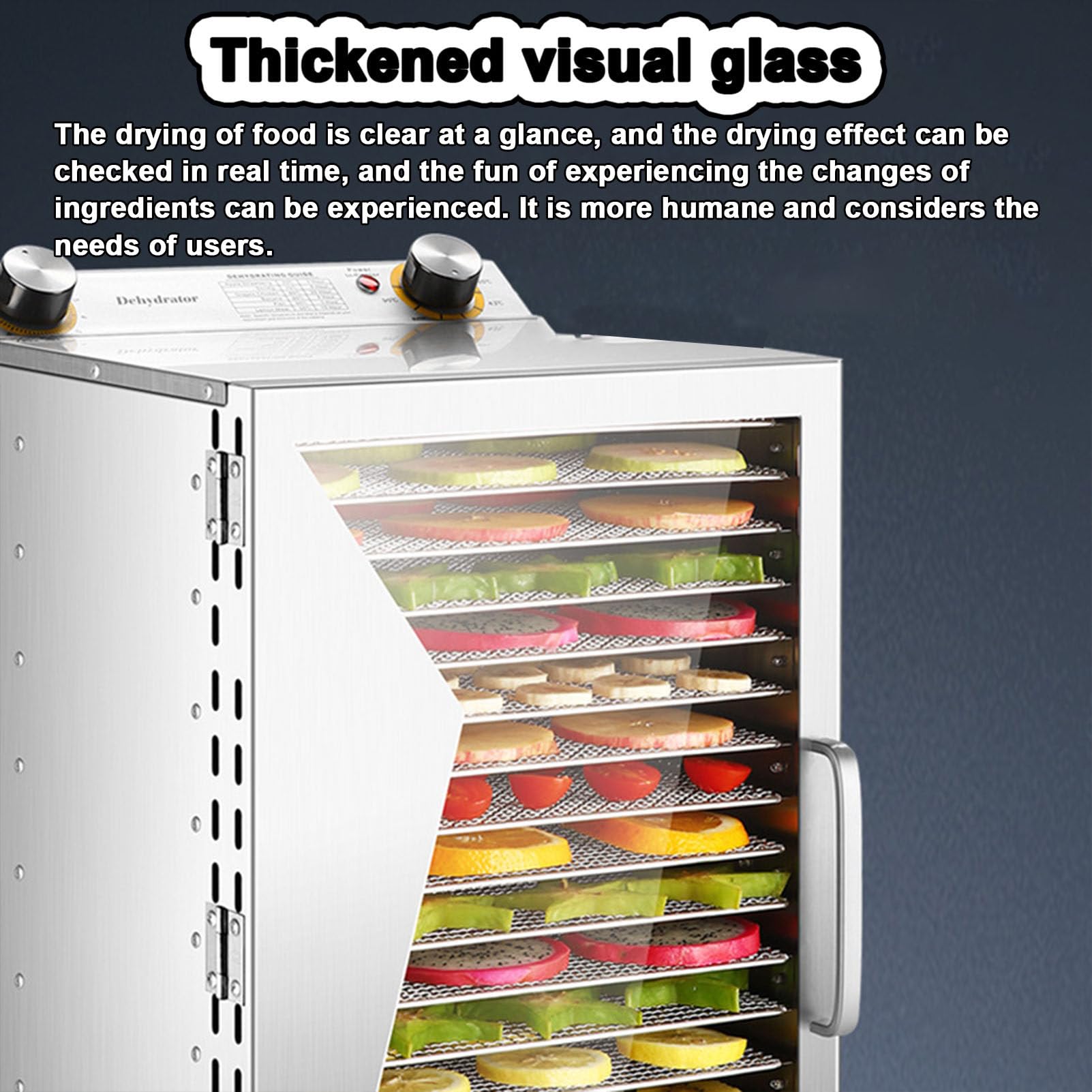 Máquina secadora de alimentos para el hogar, máquina secadora de flujo de aire de 360° para dulces y bocadillos, máquina deshidratadora de alimentos con temporizador digital ajustable y control