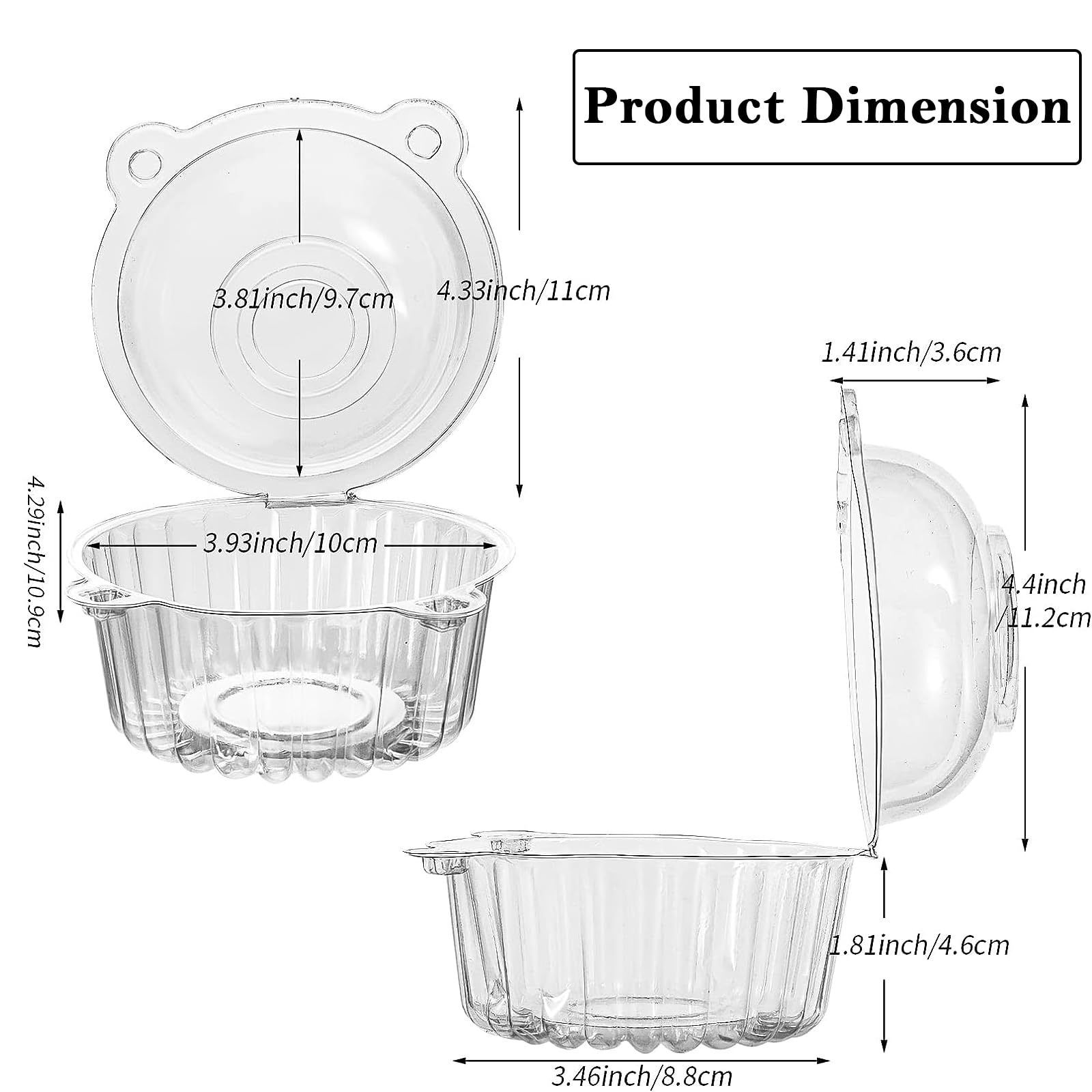 Confezione Da 100 Scatole Per Cupcake, Contenitori Per Cupcake Singoli In  Plastica Trasparente Per Cupcake Muffin, image size:1600x1600
