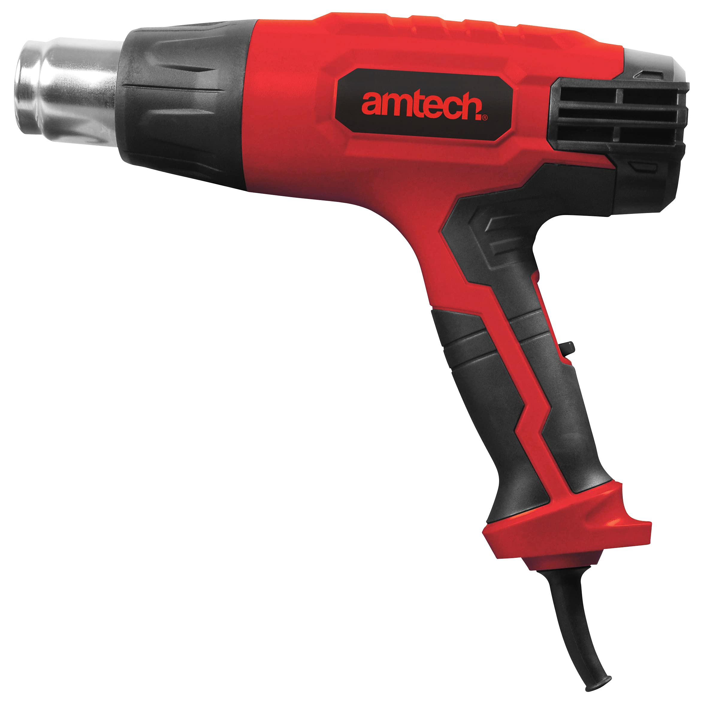 Am-Tech V6035 Hot Air Gun with 2 Temperature Modes and Accessories, 2000 W, 230 V, Red