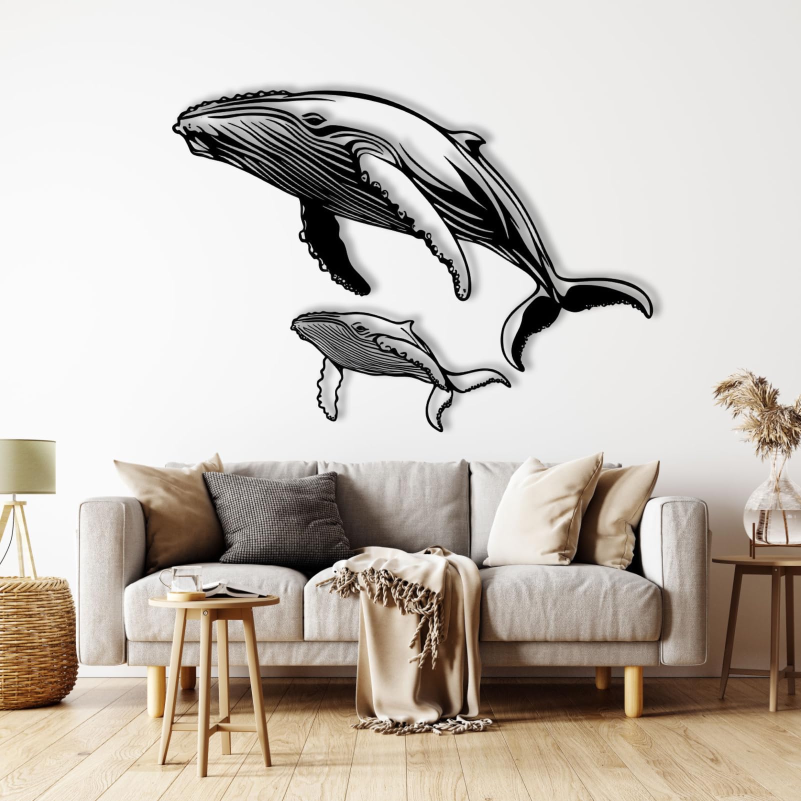 Poisson positif en métal de style baleine pour une maison zen