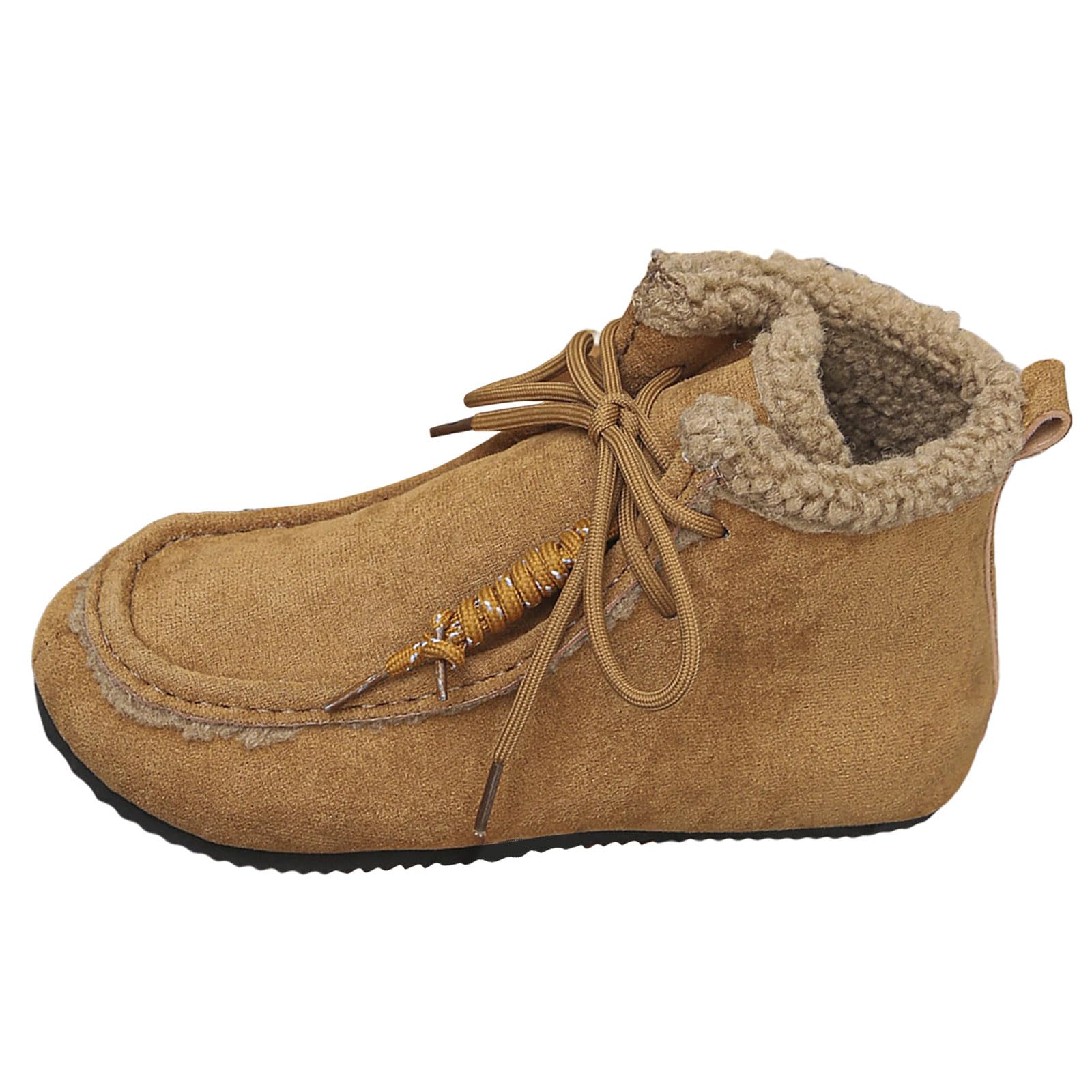 Womens Snow Boots Suede Leather Plush Lined Winter Ankle Booties Waterproof Warm Flat Slip On Short Boot Outdoor
