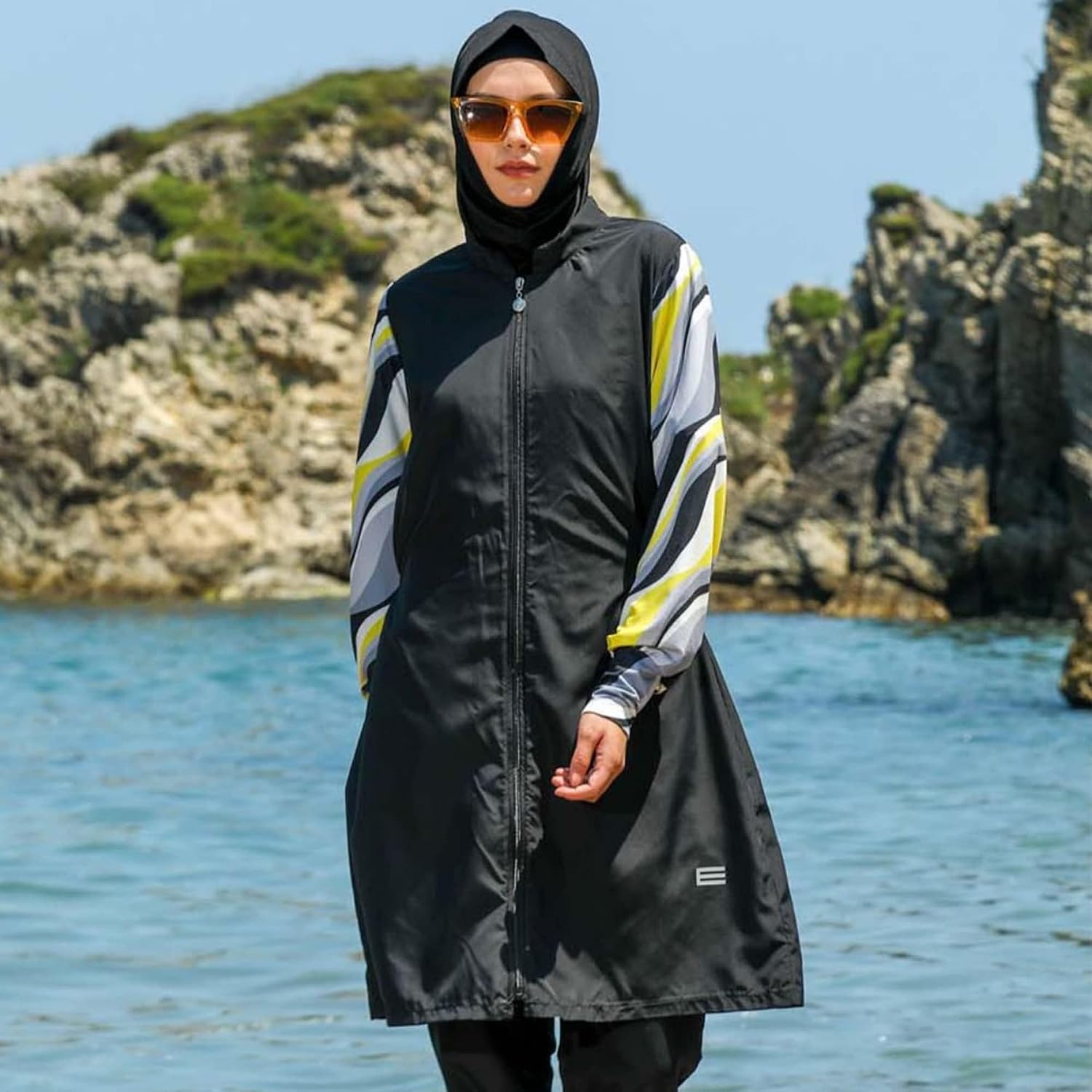 Islamic Long Sleeve Swimsuits for Women Modest Muslim 4 PCS | Full Cover Rash Guard Burkini | Arabic Swimwear