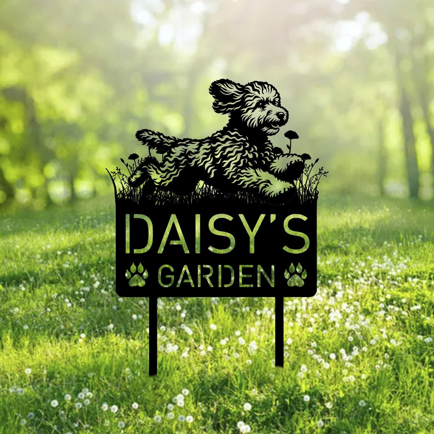 Custom Goldendoodle Metal Memorial Garden Stake Personalized Golden Doodle Grave Marker Name Sign Remembrance Stake Decor Sympathy Pet Loss,