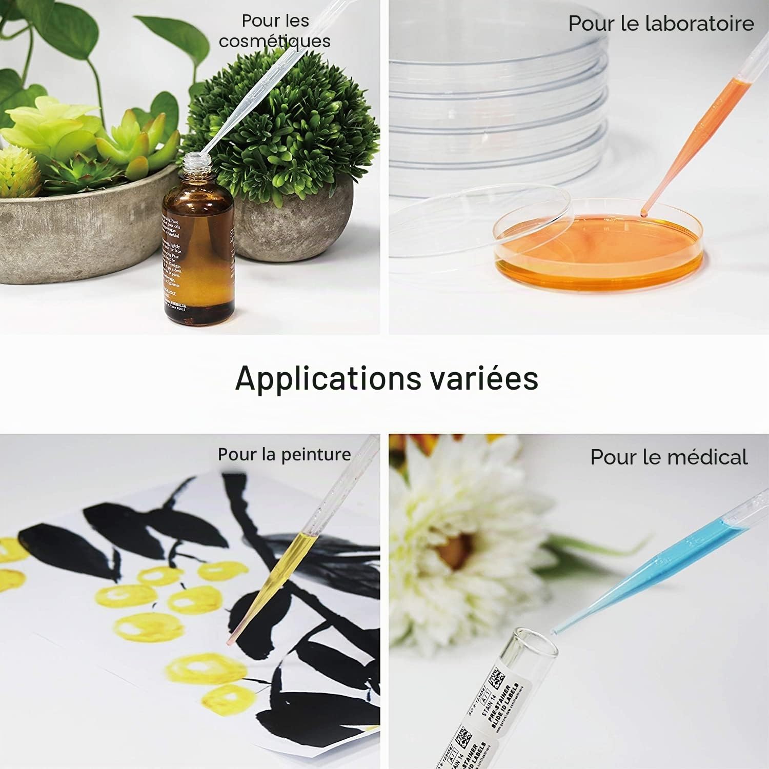 HUAZIZ Lot de 200 Pipettes de Transfert en Plastique 2 ML Gradué Jetable Pipettes De Mesure pour Transfert Des Huiles Essentielles Mélange De Parfum Peintures Acryliques et Lab (Transparent)
