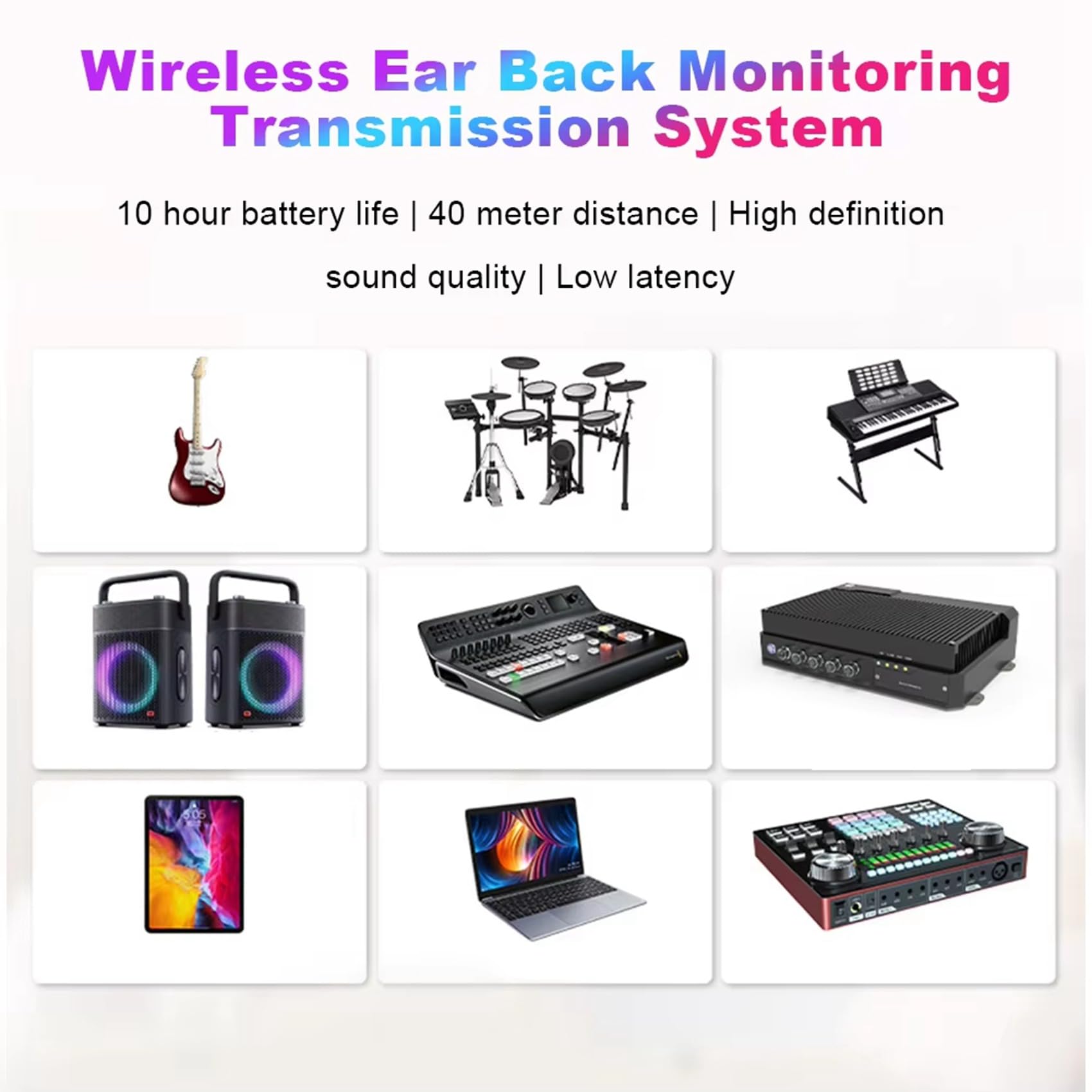 3X di Monitoraggio in-Ear Wireless di Trasmissione del Monitor per Auricolari Wireless con Trasmettitore e Ricevitore Ricaricabile