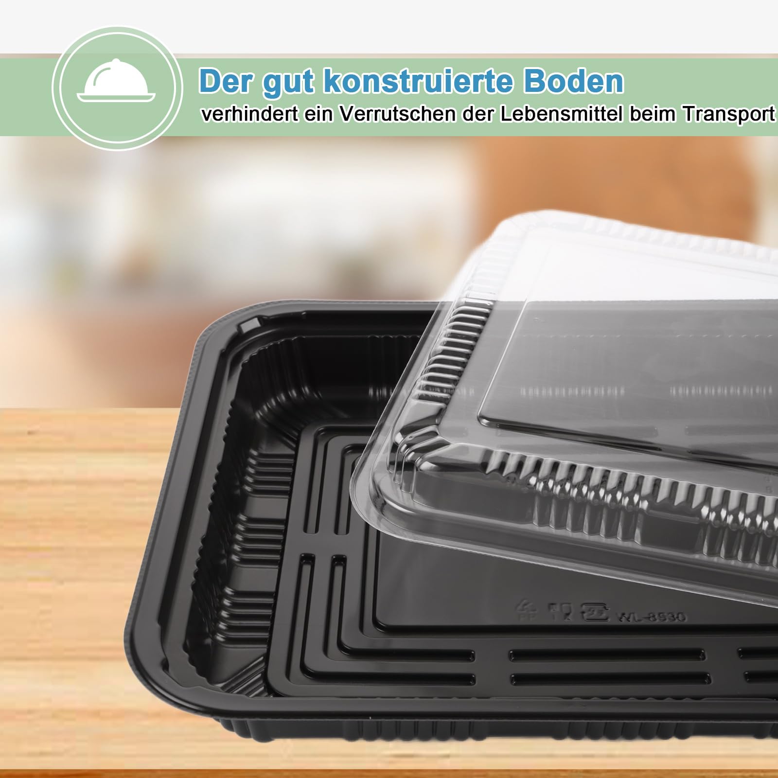 AKOLAFE 25 Stück Meal Prep Boxen 1000ml - BPA-frei Mit 2 Fächern, Mikrowellengeeignet