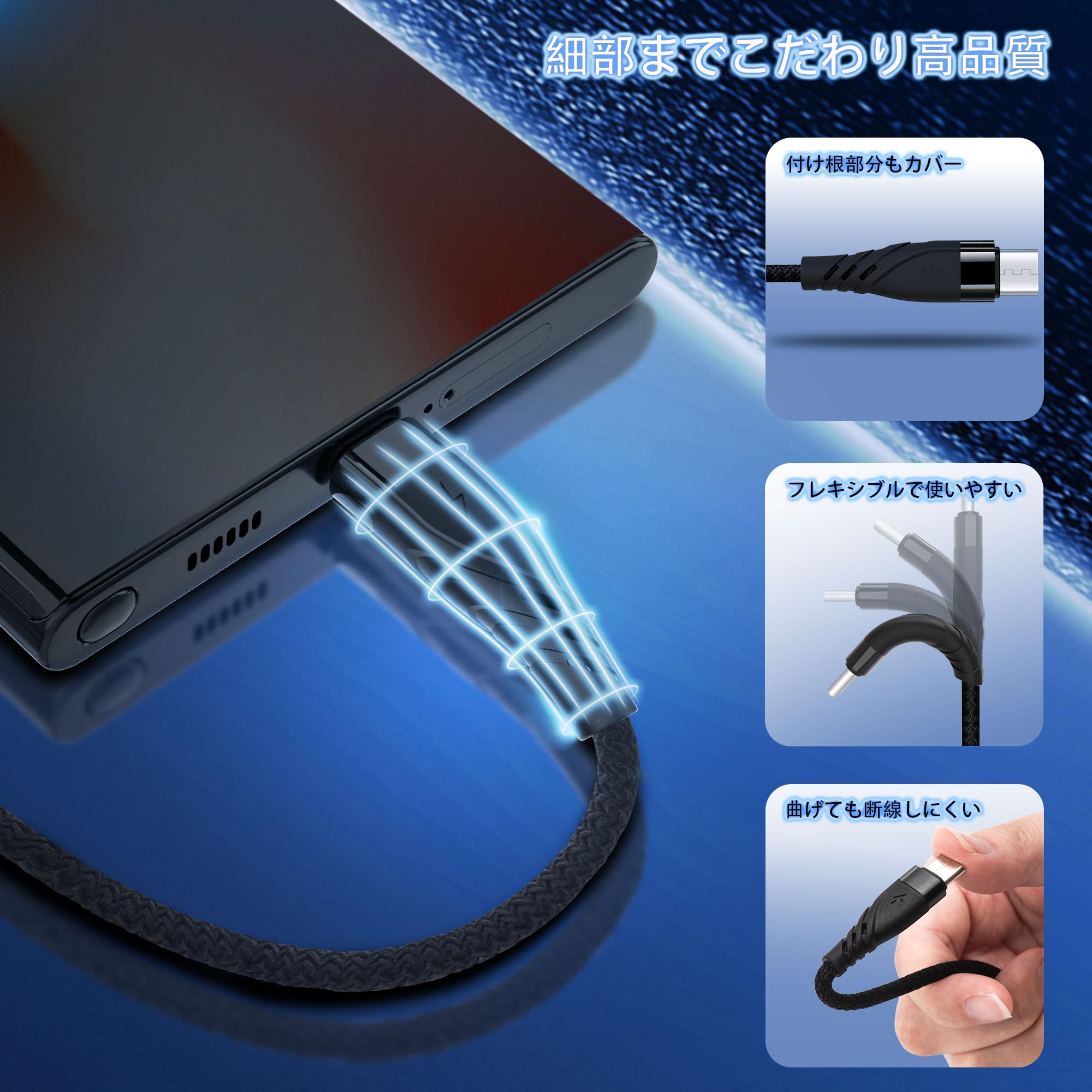 Amazon.co.jp: USB Type C ケーブル USB-C to USB-A 2.0充電器ケーブル 