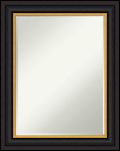 Miniatura 10 de Amanti Art Espejo de baño de madera, espejo de pared estrecho negro medianoche para usar como espejo de tocador de baño sobre el fregadero (27 x 21