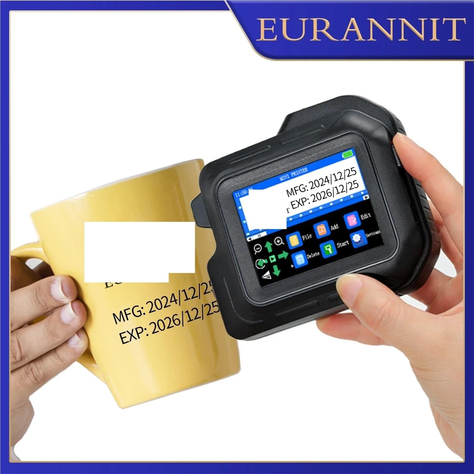 Stampante portatile mini da 0,5 pollici con touchscreen, stampante a getto d'inchiostro, macchina for la stampa di etichette codice a barre QR e data scadenza(With 1 ink)