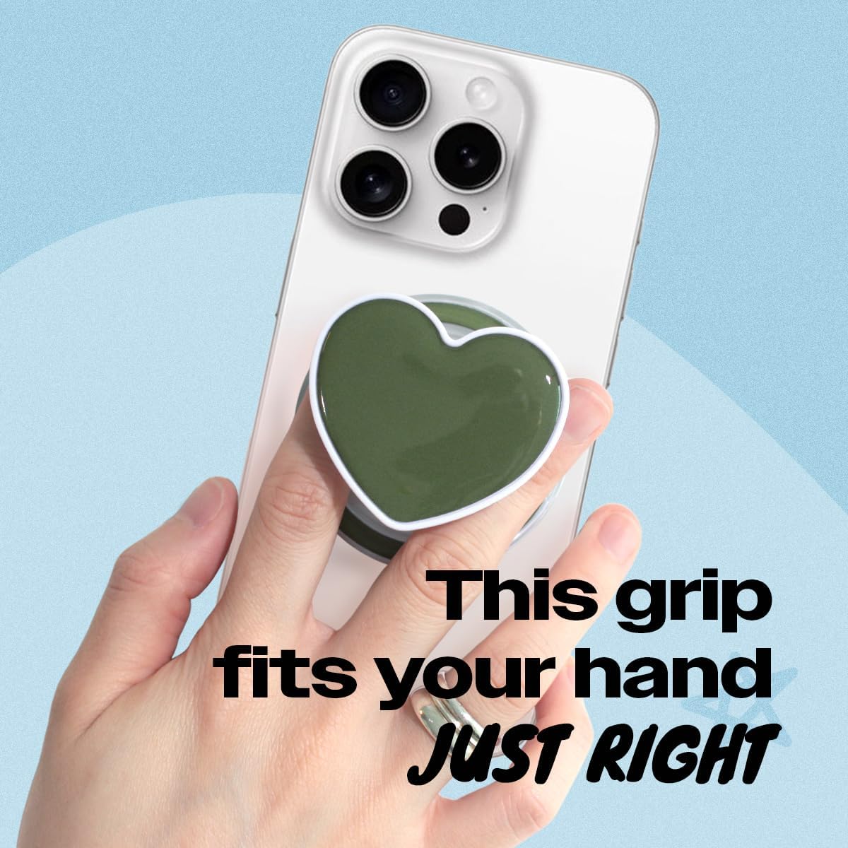 OnTheGrip Cute Solid Macaron Color Heart Shape Collapsible Mobile Phone Grip Stand Holder for Smartphone Tablet Cell Phone Accessory (Jade Green) - Image 2