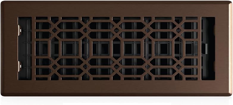 Decor Grates Metal Louvered Decorative Air Vent Cover 4x12 Floor Register Adjustable Control Lever AC Floor Vent Covers for Home Floor Vents Fits 4 x 12 Inch Opening Rubbed Bronze NGH412-RB