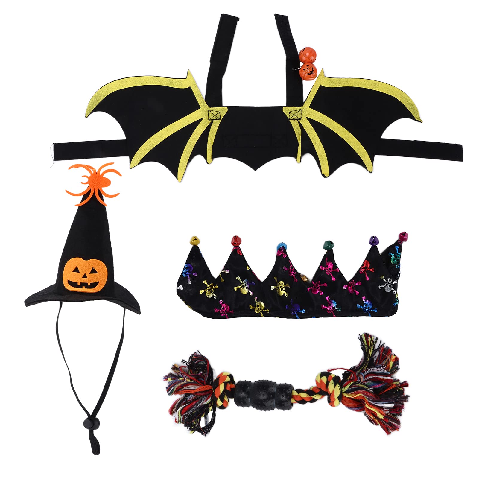 4 Pezzi Costume da Pipistrello di Halloween Costume da Animale Domestico Costume da Cane Accessori per Gatti Decorazione Festa Cosplay (S)