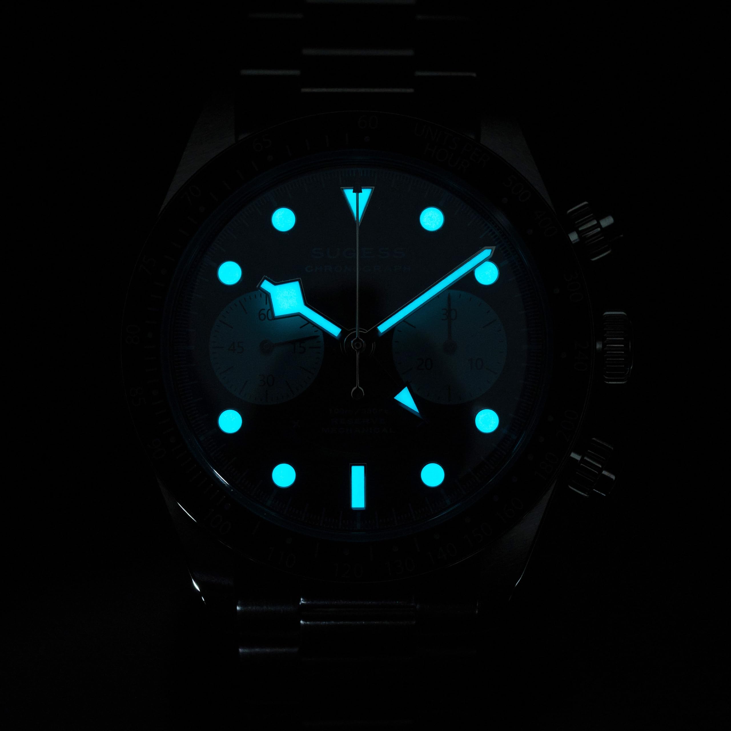 Sugess BB Chrono Smile Panda Dome Saphir Kristallglas 100m Mechanische Herrenuhr S475.W
