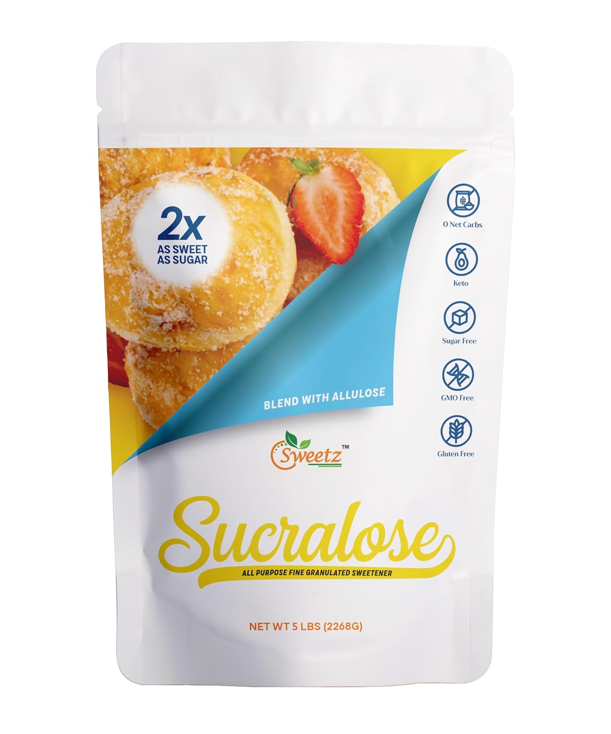 Allulose – Sucralose Blend All Purpose Sweetener – 2X Sugar Sweetness; Total Servings 1134; Zero Calorie Sweetener, Sugar-Free Substitute for Baking, Smoothies, Coffee; Low Carb Keto Diet Friendly Food | 5-LB