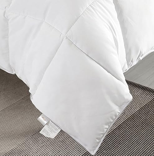 Miniatura 10 de Cheer Collection Lujoso relleno de edredón, edredón blanco alternativo de plumón de ganso súper afelpado, tamaño matrimonial, 82 x 86 pulgadas