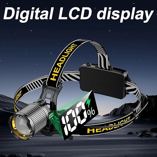 Miniatura 2 de Faro frontal recargable de 1200 lúmenes, 3 modos, ligero, impermeable y con detección de gestos inteligente faros delanteros con zoom ajustable de