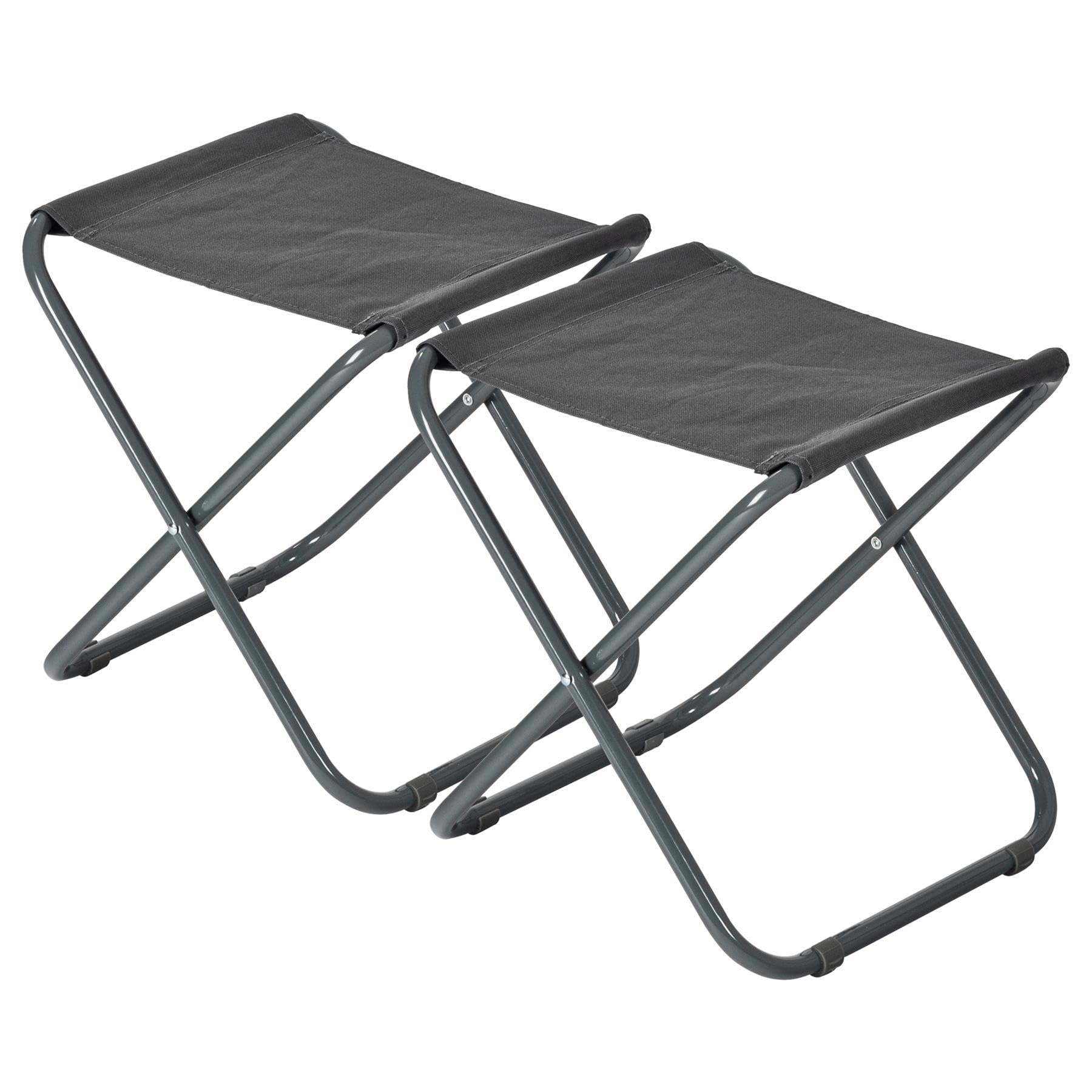 Harbour Housewares Folding Stools - Grey - Pack of 2 - Canvas Camping Stool Adults Small Portable Lightweight Outdoor Foldable Garden Seat for Fishing, Travelling, Picnics