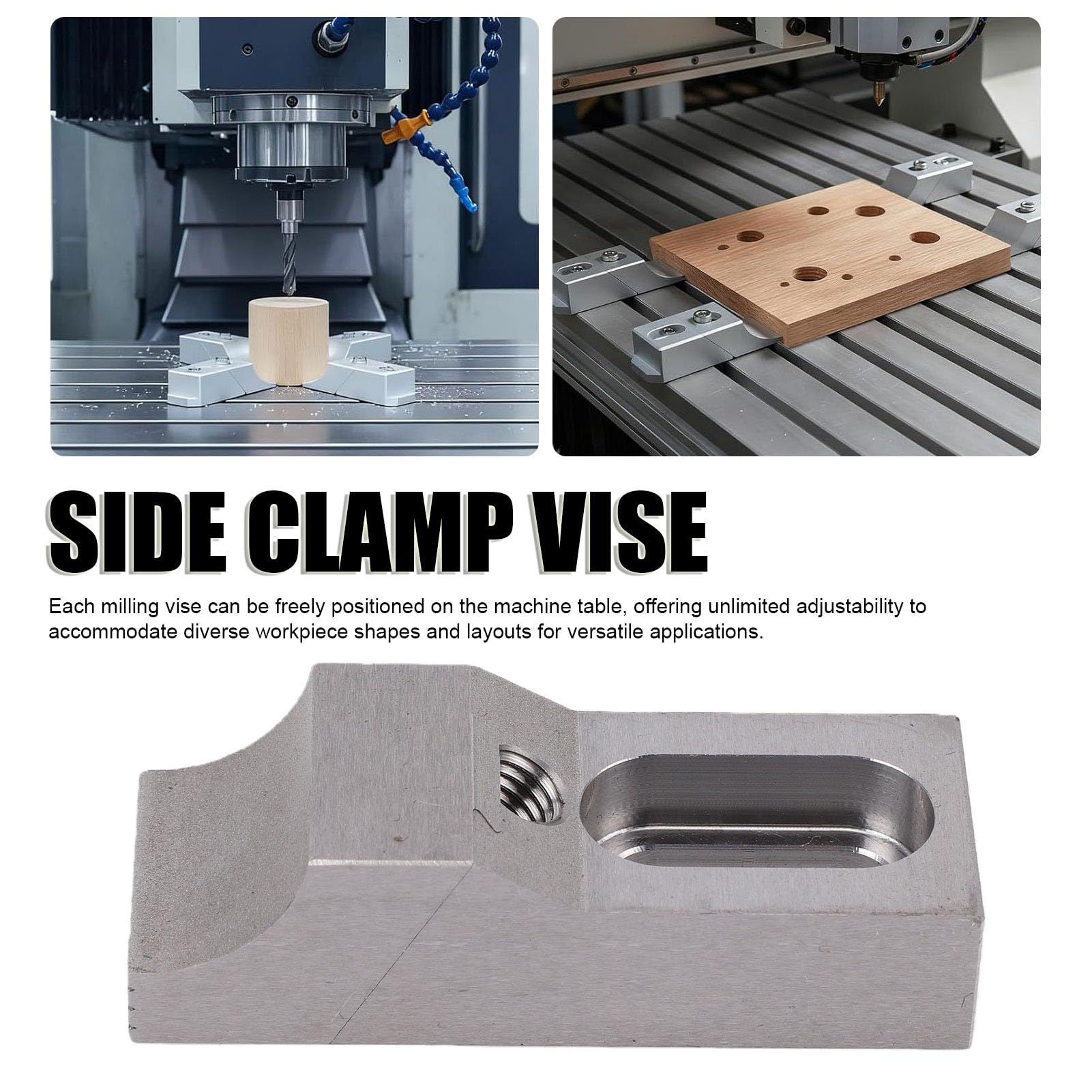 ASHATA Side Clamp Vise, Compact Size, Durable Construction | Kompatybilny z frezarką, Elastyczne wsparcie układu, Materiał o wysokiej wytrzymałości, Gładki rowek w kształcie