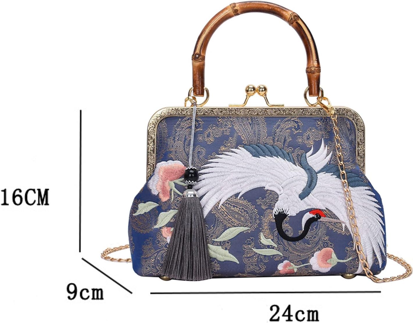 YeBon Retro Shoulder Chain Messenger Clutch Chinese Style Embroidered Jacquard Women's Evening Bags - Image 4
