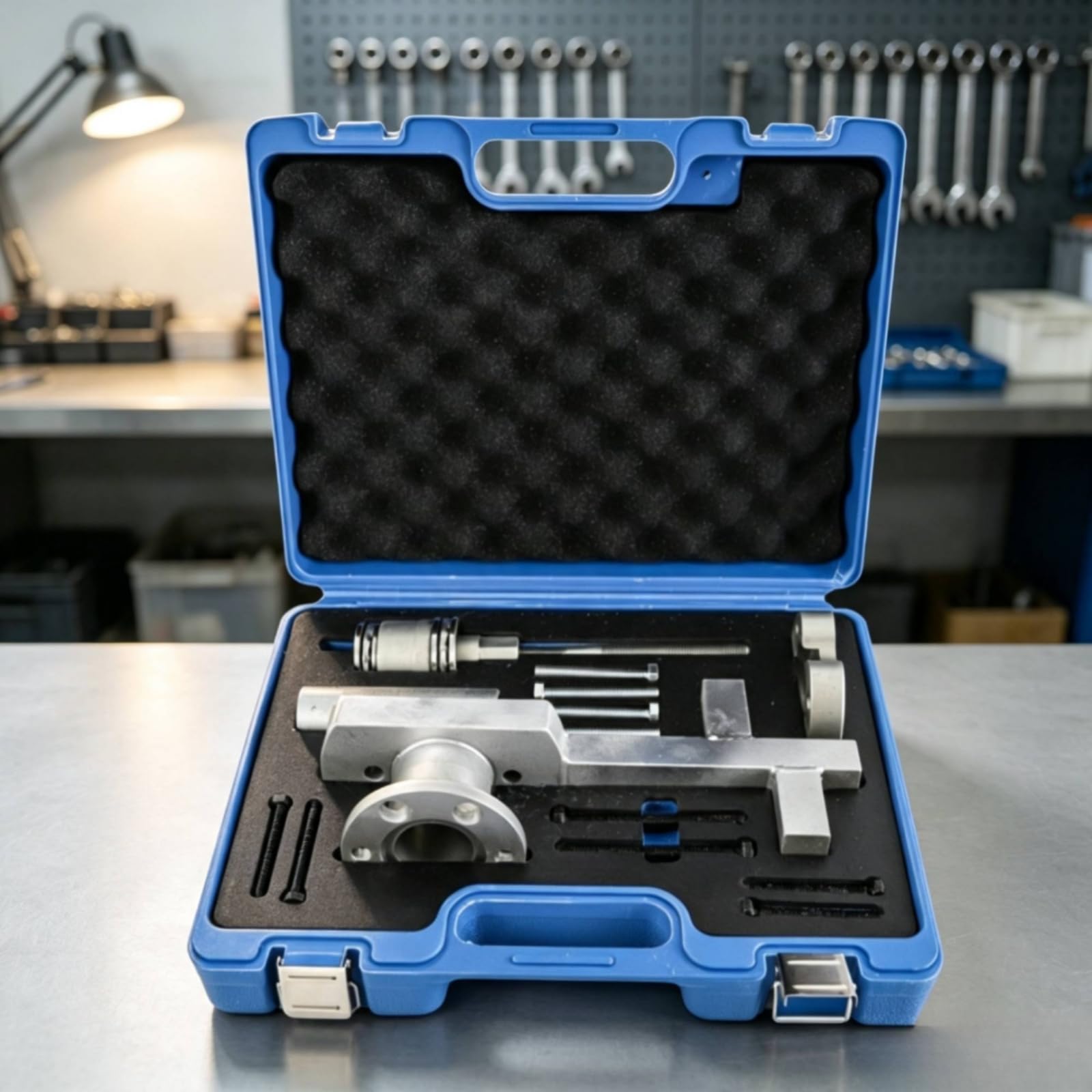 TISHITA Extractor de Poleas Automotriz Juego Extractor Separador Bloqueador con Tornillería y Adaptadores en Acero con Caja Resistente Adecuado para Mecánicos Banco de Trabajo