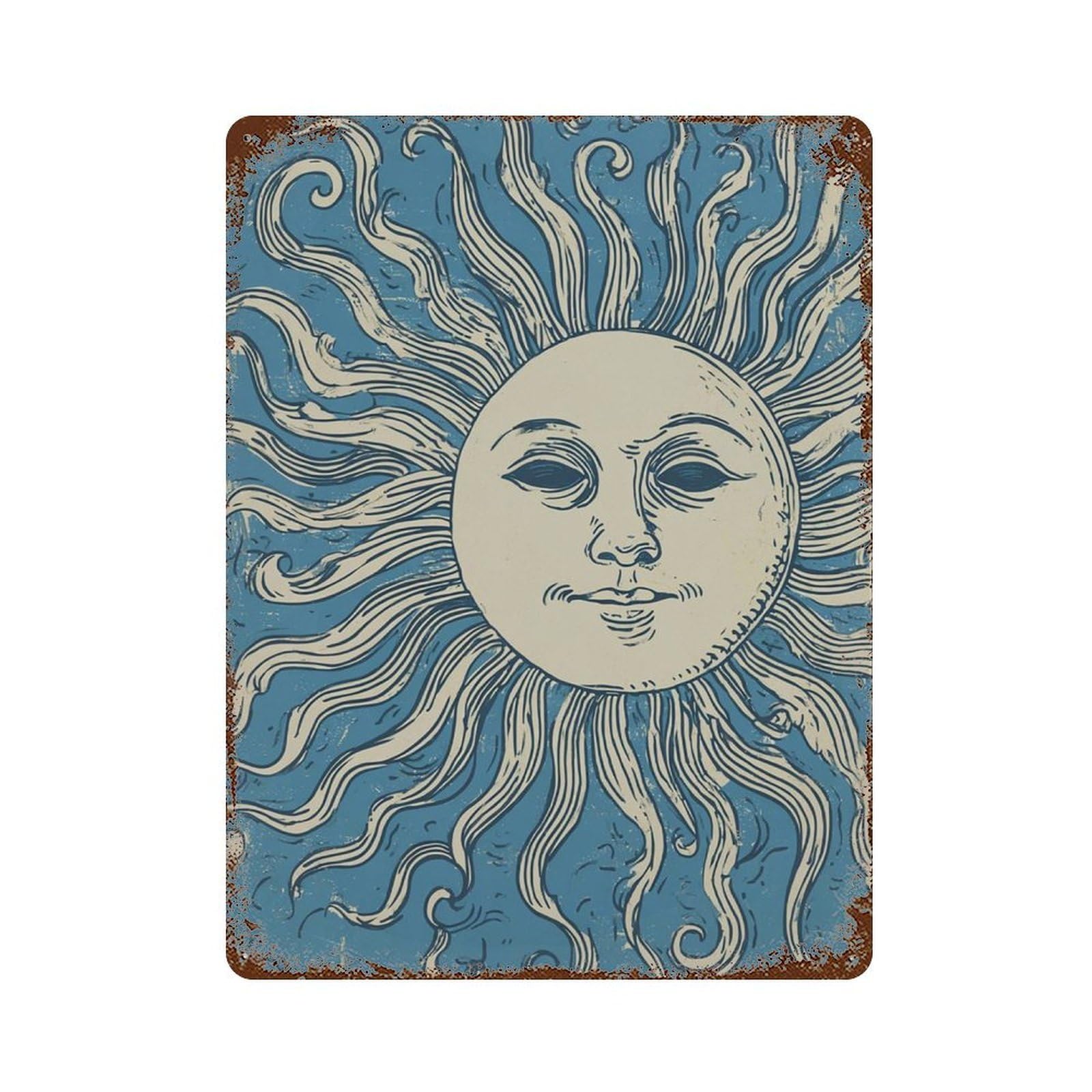 xiaoxiaoshen Sun Celestial Blue Sky Solar Wall Decor Art Metal Tin Poster Modern Home Decor Art Home Bar Shop Decorations Vintage Sign 40x30cm