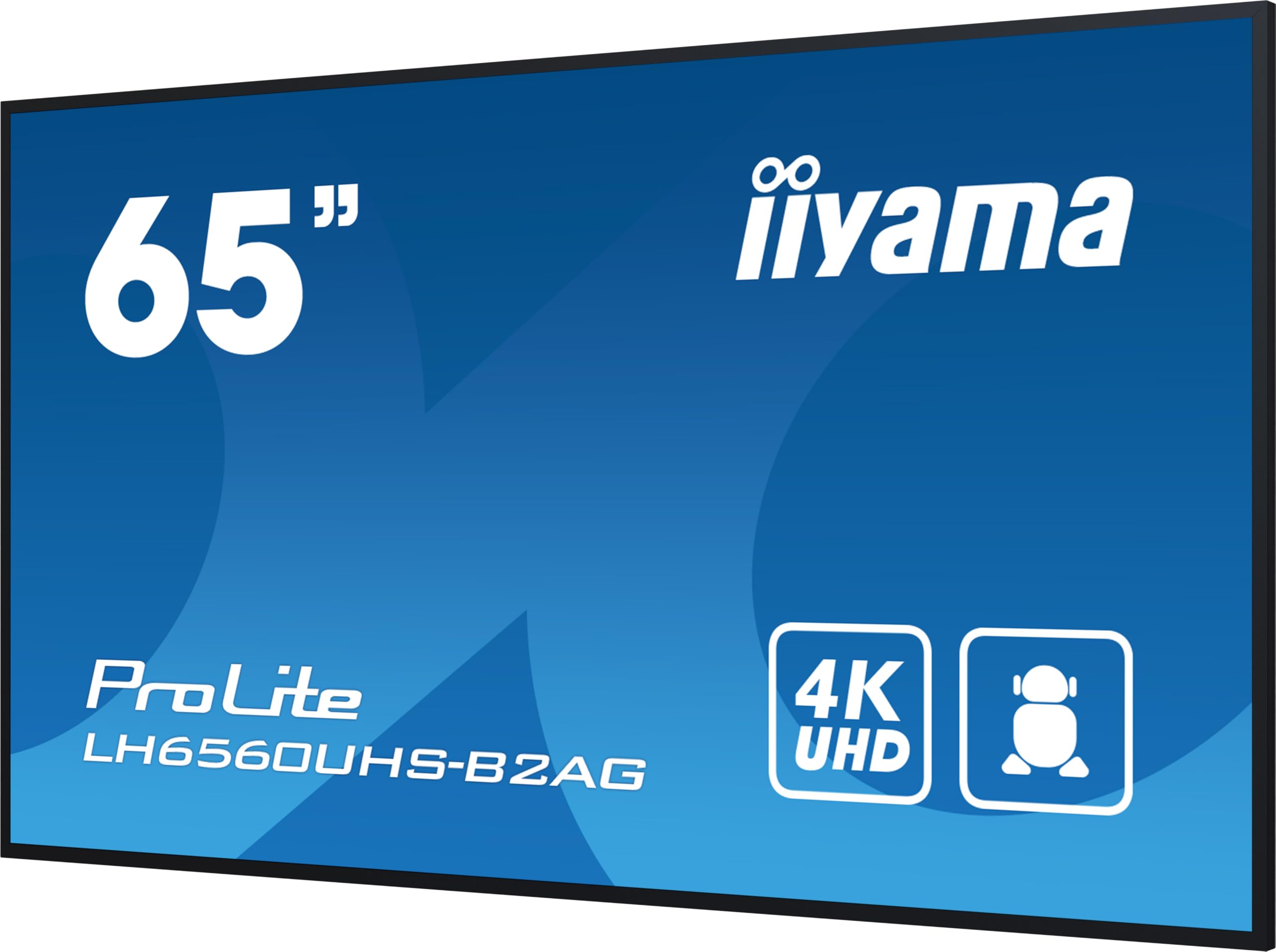 iiyama Prolite LH6560UHS-B2AG 164cm 64.5" Digital Signage Display VA LED Panel 4K UHD HDMI Audio-Out USB2.0 RS-232c RJ45 Mediaplayer Android 11 OS WiFi 24/7 schwarz