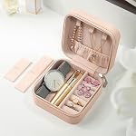 SYCARON Petite boîte à bijoux, organisateur de bijoux de voyage tendance Mini Bijoux Case Storage pour femmes Cadeaux d'anniversaire Boucles d'oreilles Bracelets Collier Accessoires, Rose