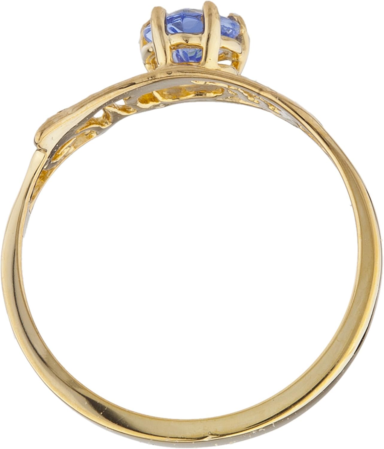 0.50 Ct Simulated Tanzanite & Diamond Heart Mom Ring 14Kt Yellow Gold Plated Over .925 Sterling Silver