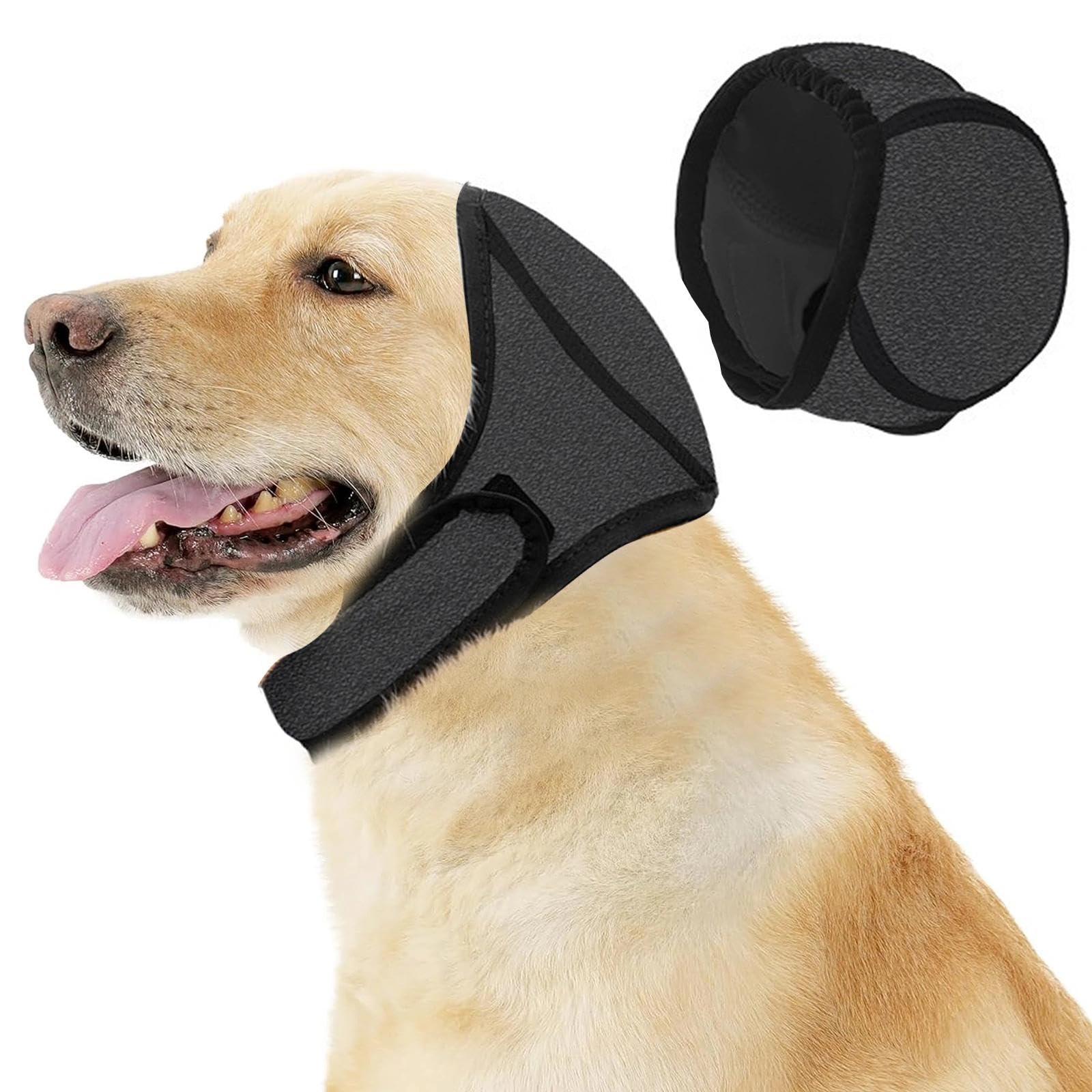 DAVBNM Dog Ear Muffs Noise Protection, Dog Snood Swim Ear Protectors, Waterproof Adjustable Cat EarCaps Shower Wrap, Pet Snood EarCovers for Bath, Anxiety Relief,Swimming,Grooming, (Gray, M)