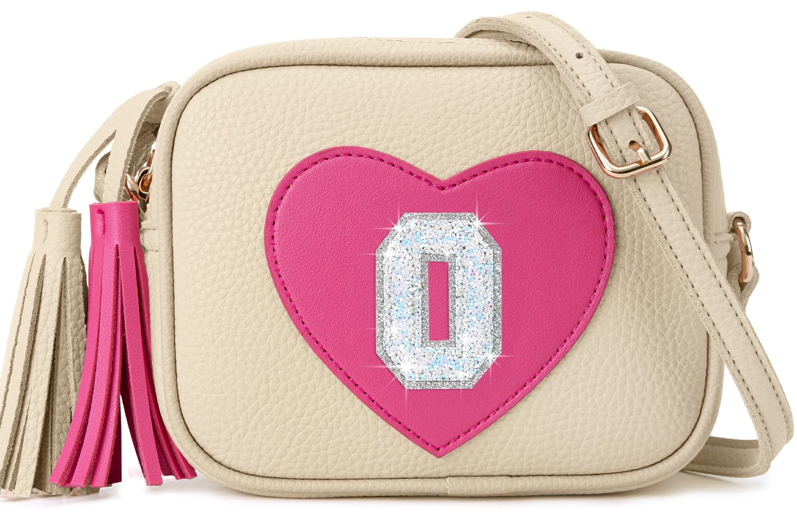 OYLOLA Birthday Gifts for Girl Initial Girls Purse Toddler Purse Kids Purses Toddler Girl Gifts Heart Purses for Girls Beige O