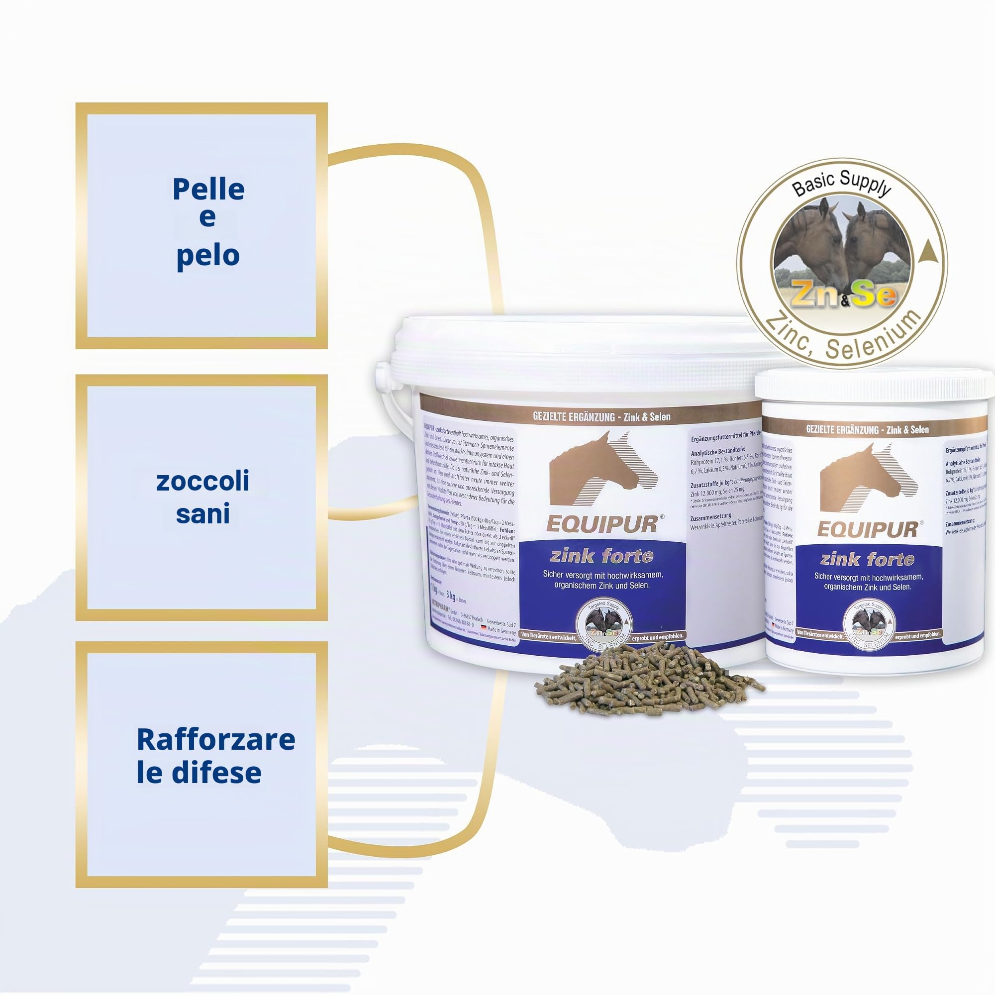 EQUIPUR – zinco forte – Alimentazione sicura con zinco organico e selenio, 1000g pellets in scatola
