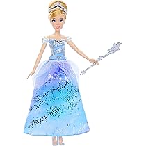 Mattel Disney Princess – Cenerentola Ballo Incantato, bambola ispirata al film con abito che si illumina e bacchetta magica con suoni, giocattolo per bambini, 3+ anni, JBF94