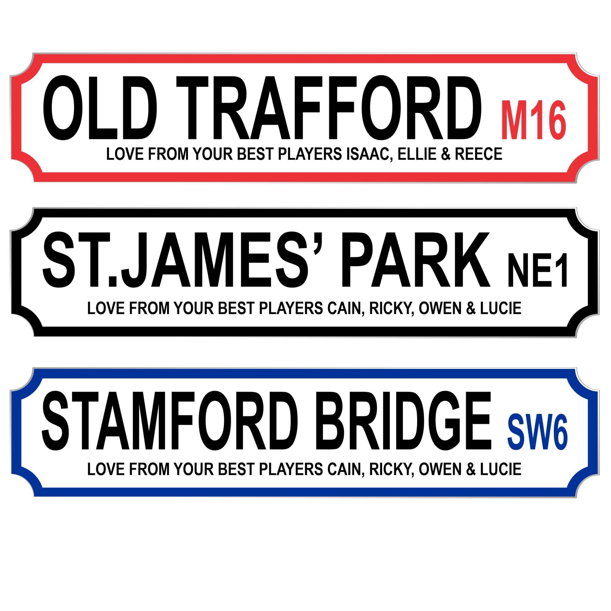 Pixie's Gifts Personalised Football Stadium Street Sign - Customisable Wooden Plaque for Football Fans Personalised Football Sign (Small - 290mm x 63mm, Acrylic Indoor & Outdoor Use) โ image 1